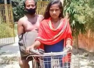 രോഗബാധിതനായ പിതാവിനെ പിന്സീറ്റിലിരുത്തി 15 കാരിയായ മകൾ സൈക്കിളിൽ പിന്നിട്ടത് 1200 കിലോമീറ്റര് ദൂരം