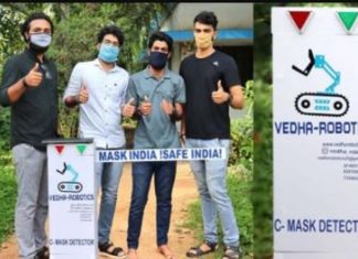 കോവിഡ് കാലത്ത് സി മാസ്ക് ഡിറ്റക്ടര് നിര്മിച്ചു വേദ റോബോറ്റിക്സ്