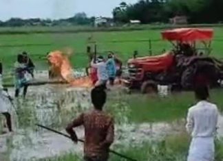 ഭൂമി കൈയേറ്റം തടയാൻ ശ്രമിച്ച അമ്പതു വയസുകാരിയെ ഭൂ മാഫിയാസംഘം ജീവനോടെ തീ കൊളുത്തി