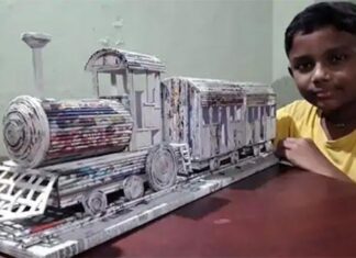 ന്യൂസ്പേപ്പര്, പശ പിന്നെ മൂന്നു ദിവസം; അദ്വൈത് തയാറാക്കി സൂപ്പര് ‘തീവണ്ടി’, പ്രശംസിച്ച് ഇന്ത്യന് റെയില്വേ