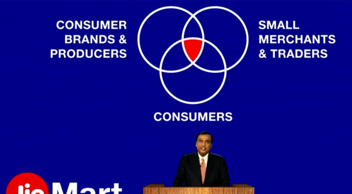 ഓണ്ലൈന് പലചരക്ക് വ്യാപാരത്തിലെ വന്കിട ആപ്പുകളായ ബിഗ് ബാസ്ക്കറ്റിനെയും ആമസോണിനെയും പിന്നിലാക്കി ജിയോമാര്ട്ട്.