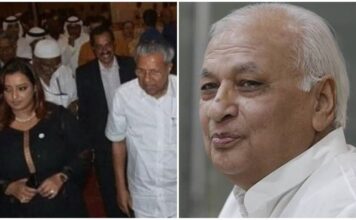പിണറായി വിജയനും സ്വര്ണ്ണക്കടത്ത് കേസിലെ പ്രതി സ്വപ്ന സുരേഷും ഒരുമിച്ച് നില്ക്കുന്ന ചിത്രം ട്വീറ്റ് ചെയ്ത് കേരള ഗവര്ണര്