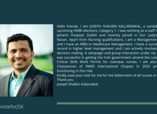 അയർലൻഡ് നഴ്സിംഗ് ബോർഡ് തിരഞ്ഞെടുപ്പ് 2020; NMBI Diretor Board ലേക്ക് മൽസരിക്കുന്നത് ജോസഫ് ഷാൽബിൻ