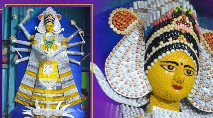 ഉപയോഗിച്ച മരുന്നുകൾ കൊണ്ട്ദുർഗ്ഗാദേവി ഒരുങ്ങി