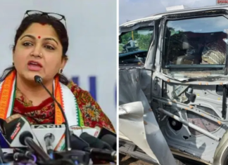 ബിജെപി നേതാവ് ഖുഷ്ബു സഞ്ചരിച്ച കാർ അപകടത്തില്പ്പെട്ടു