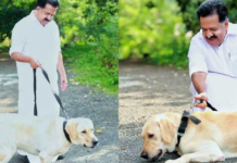 കാഴ്ച ശക്തി ഇല്ലാത്ത തന്റെ വളത്തുനായയെ കുറിച്ച് പങ്കുവെച്ച് രമേശ് ചെന്നിത്തല