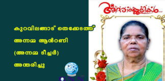 കുറവിലങ്ങാട് തെക്കേടത്ത് അന്നമ്മ ആൻറണി (അന്നമ്മ ടീച്ചർ) അന്തരിച്ചു