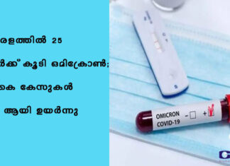 കേരളത്തിൽ 25 പേര്ക്ക് കൂടി ഒമിക്രോണ്; ആകെ കേസുകൾ 305 ആയി ഉയർന്നു