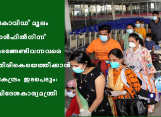 കോവിഡ് മൂലം ഗള്ഫില്നിന്ന് മടങ്ങേണ്ടിവന്നവരെ തിരികെയെത്തിക്കാൻ കേന്ദ്രം ഇടപെടും: വിദേശകാര്യമന്ത്രി