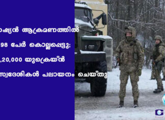 റഷ്യൻ ആക്രമണത്തിൽ 198 പേർ കൊല്ലപ്പെട്ടു; 1,20,000 യുക്രെയ്ൻ സ്വദേശികൾ പലായനം ചെയ്തു