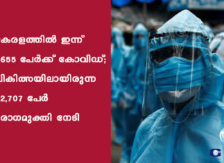 കേരളത്തിൽ ഇന്ന് 8655 പേര്ക്ക് കോവിഡ്; ചികിത്സയിലായിരുന്ന 22,707 പേര് രോഗമുക്തി നേടി