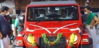 ഗുരുവായൂരിലെ ഥാർ 43 ലക്ഷം രൂപയ്ക്ക് പുനർലേലം ചെയ്തു