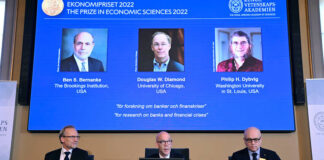 സാമ്പത്തിക ശാസ്ത്രത്തിനുള്ള നൊബേൽ പുരസ്ക്കാരം ബാങ്കുകളുടെ സാമ്പത്തിക പ്രതിസന്ധികളെ കുറിച്ചുള്ള ഗവേഷണ പഠനത്തിന്