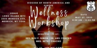 വെൽനെസ് വർക്ക്ഷോപ് ന്യൂയോർക്കിൽ മെയ് 27 ശനിയാഴ്ച