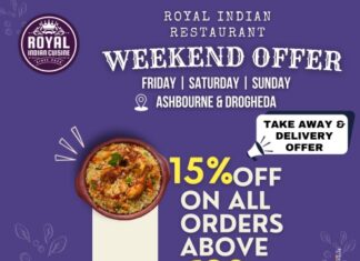 ROYAL INDIAN RESTAURANT WEEKEND OFFER; 30 യൂറോയ്ക്ക് മുകളിൽ ഓർഡർ ചെയ്താൽ 15% കിഴിവ്