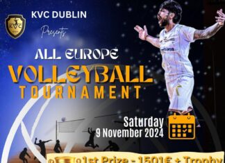 കെ വി സി ഡബ്ലിൻ സംഘടിപ്പിക്കുന്ന ‘ALL EUROPE VOLLEYBALL TOURNAMENT’ നവംബർ 9ന്