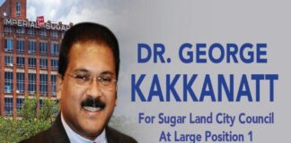 ഹൂസ്റ്റണ് ഷുഗര്ലാന്ഡ് സിറ്റി കൗണ്സിലേക്ക് ഡോ. ജോര്ജ് കാക്കനാട്ട് മത്സരിക്കുന്നു