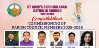 വാട്ടർഫോഡ് സെന്റ് മേരീസ് സിറോ മലബാർ കമ്മ്യൂണിറ്റിക്കു നവ നേതൃത്വം