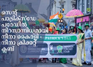 സെന്റ് പാട്രിക്സ്ഡേ പരേഡിൽ നിറസാന്നിധ്യമായി നീനാ കൈരളി – നീനാ ക്രിക്കറ്റ് ക്ലബ്