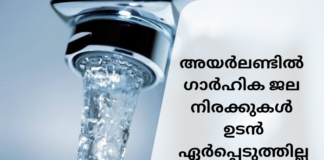 അയർലണ്ടിൽ ഗാർഹിക ജല നിരക്കുകൾ നിശ്ചയിക്കാൻ ആലോചനയില്ലെന്ന് ഭവന വകുപ്പ്