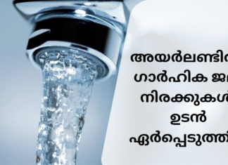 അയർലണ്ടിൽ ഗാർഹിക ജല നിരക്കുകൾ നിശ്ചയിക്കാൻ ആലോചനയില്ലെന്ന് ഭവന വകുപ്പ്