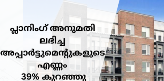 കഴിഞ്ഞ വർഷം പ്ലാനിംഗ് അനുമതി ലഭിച്ച അപ്പാർട്ടുമെന്റുകളുടെ എണ്ണത്തിൽ 39% കുറവ്