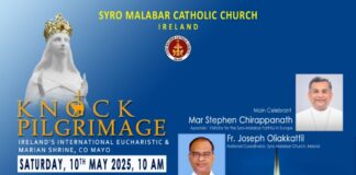 അയർലണ്ട് സീറോ മലബാർ സഭയുടെ നോക്ക് തീർത്ഥാടനം മെയ് 10ന്