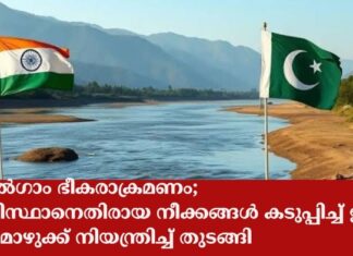 പഹൽഗാം ഭീകരാക്രമണം; പാകിസ്ഥാനെതിരായ നീക്കങ്ങൾ കടുപ്പിച്ച് ഇന്ത്യ, ജലമൊഴുക്ക് നിയന്ത്രിച്ച് തുടങ്ങി