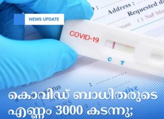 കൊവിഡ് ബാധിതരുടെ എണ്ണം 3000 കടന്നു; 4 മരണം