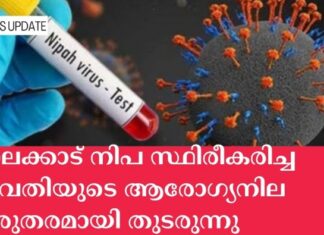 പാലക്കാട് നിപ സ്ഥിരീകരിച്ച യുവതിയുടെ ആരോഗ്യനില ഗുരുതരമായി തുടരുന്നു