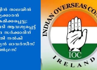 ഡബ്ലിൻ താലയിൽ ഇന്ത്യക്കാരൻ ആക്രമിക്കപ്പെട്ടു; നടപടി ആവശ്യപ്പെട്ട് കേന്ദ്ര സർക്കാരിന് പരാതി നൽകി ഇന്ത്യൻ ഓവർസീസ് കോൺഗ്രസ്