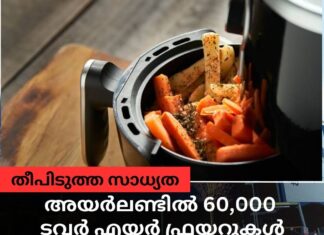 തീപിടുത്ത സാധ്യത; അയർലണ്ടിൽ 60,000 ടവർ എയർ ഫ്രയറുകൾ തിരിച്ചുവിളിച്ചു