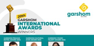 20th Garshom International Awards Announced