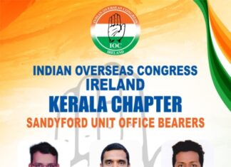 ഐഒസി അയർലണ്ട് സാണ്ടിഫോർഡ് യൂണിറ്റ് ഭാരവാഹികളെ തെരഞ്ഞെടുത്തു