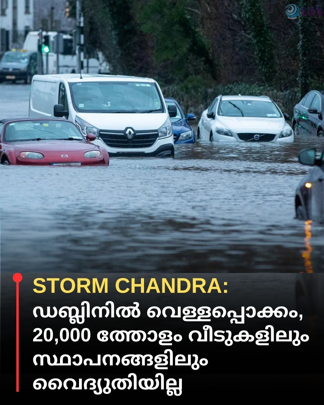 Storm Chandra: ഡബ്ലിനിൽ വെള്ളപ്പൊക്കം, 20,000 ത്തോളം വീടുകളിലും സ്ഥാപനങ്ങളിലും വൈദ്യുതിയില്ല