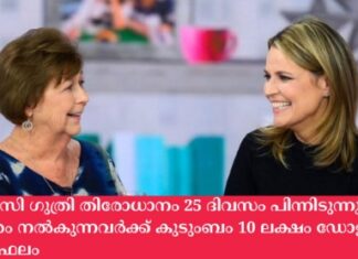 നാൻസി ഗുത്രി തിരോധാനം 25 ദിവസം പിന്നിടുന്നു, വിവരം നൽകുന്നവർക്ക് കുടുംബം 10 ലക്ഷം ഡോളർ പ്രതിഫലം