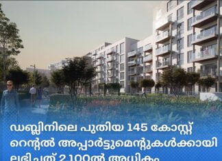 ഡബ്ലിനിലെ പുതിയ 145 കോസ്റ്റ് റെന്റൽ അപ്പാർട്ടുമെന്റുകൾക്കായി ലഭിച്ചത് 2,100 ൽ അധികം അപേക്ഷകൾ