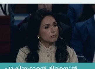 പാകിസ്ഥാന്റെ മിസൈൽ പരീക്ഷണം അമേരിക്കയ്ക്ക് ഭീഷണി: തുളസി ഗബ്ബാർഡ്