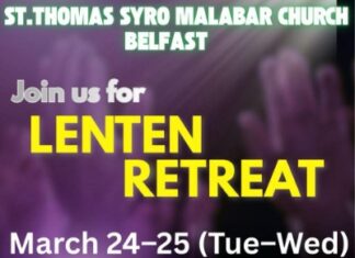 ബെൽഫാസ്റ്റിൽ നോമ്പുകാല ധ്യാനം മാർച്ച് 24, 25ന്