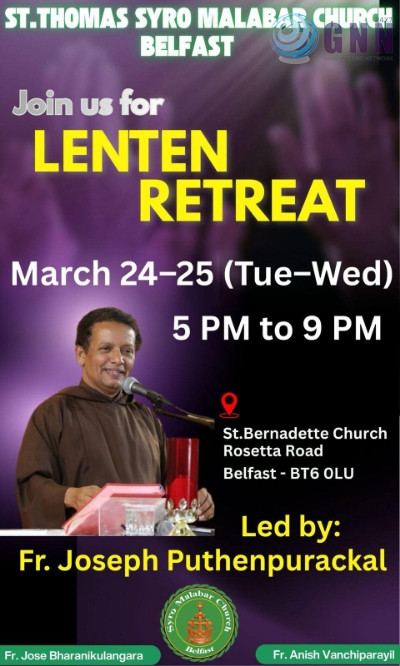 ബെൽഫാസ്റ്റിൽ നോമ്പുകാല ധ്യാനം മാർച്ച് 24, 25ന്