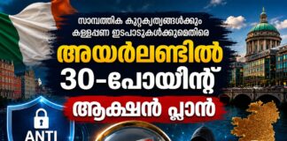സാമ്പത്തിക കുറ്റകൃത്യങ്ങൾക്കും കള്ളപ്പണ ഇടപാടുകൾക്കുമെതിരെ അയർലണ്ടിൽ 30-പോയിന്റ് ആക്ഷൻ പ്ലാൻ