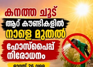 കനത്ത ചൂട്: ആറ് കൗണ്ടികളിൽ നാളെ മുതൽ ഹോസ്പൈപ്പ് നിരോധനം; ഓഗസ്റ്റ് 26 വരെ നിയന്ത്രണം