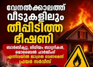 വേനൽക്കാലത്ത് വീടുകളിലും തീപിടിത്ത ഭീഷണി; ബാർബിക്യൂ, ലിഥിയം ബാറ്ററികൾ, മൊബൈൽ ചാർജിംഗ് എന്നിവയിൽ ജാഗ്രത വേണമെന്ന് ഫയർ സർവീസ്