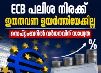 ECB പലിശ നിരക്ക് ഇത്തവണ ഉയർത്തിയേക്കില്ല; സെപ്റ്റംബറിൽ വർധനവിന് സാധ്യത