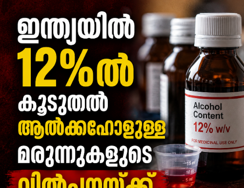 12%ൽ കൂടുതൽ ആൽക്കഹോളുള്ള മരുന്നുകളുടെ വിൽപനയ്ക്ക് ഇന്ത്യയിൽ കർശന നിയന്ത്രണം