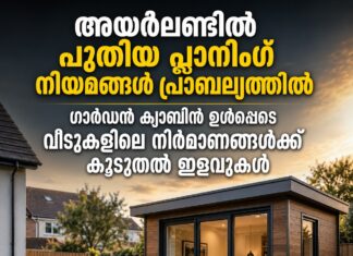 അയർലണ്ടിൽ പുതിയ പ്ലാനിംഗ് നിയമങ്ങൾ പ്രാബല്യത്തിൽ; ഗാർഡൻ ക്യാബിൻ ഉൾപ്പെടെ വീടുകളിലെ നിർമാണങ്ങൾക്ക് കൂടുതൽ ഇളവുകൾ