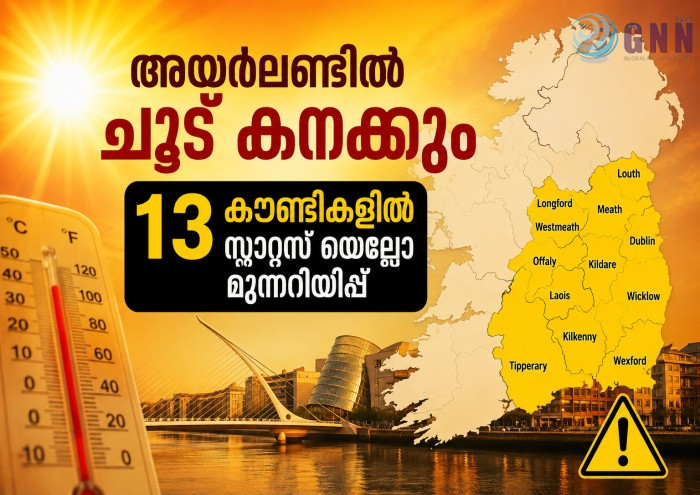 അയർലണ്ടിൽ ചൂട് കനക്കും; 13 കൗണ്ടികളിൽ സ്റ്റാറ്റസ് യെല്ലോ മുന്നറിയിപ്പ്