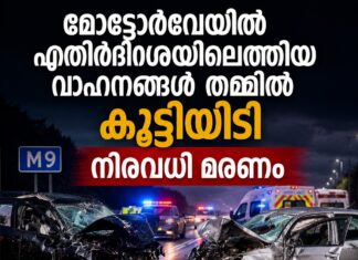 മോട്ടോർവേയിൽ എതിർദിശയിലെത്തിയ വാഹനങ്ങൾ തമ്മിൽ കൂട്ടിയിടി; നിരവധി മരണം