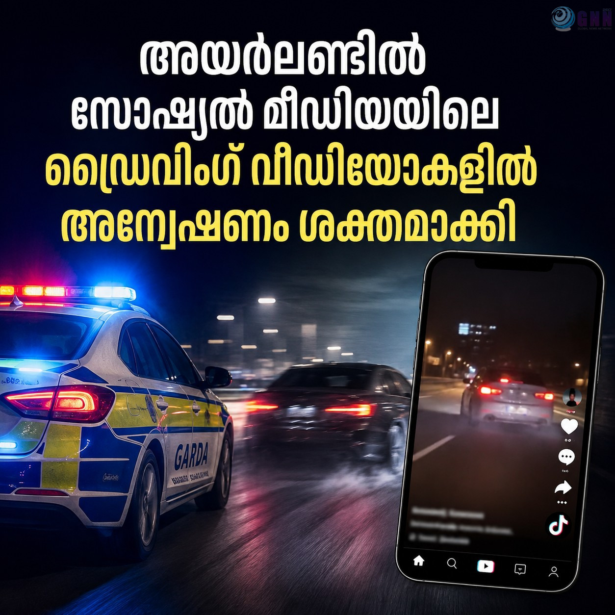 അയർലണ്ടിൽ സോഷ്യൽ മീഡിയയിലെ ഡ്രൈവിംഗ് വീഡിയോകളിൽ അന്വേഷണം ശക്തമാക്കി