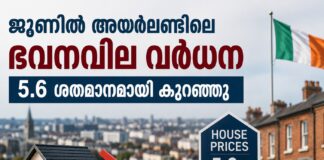 ജൂണിൽ അയർലണ്ടിലെ ഭവനവില വർധന 5.6 ശതമാനമായി കുറഞ്ഞു
